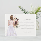 Elegante Boho Paarse Trouwjurk Bruids Shower Bedankkaart (Staand voorkant)