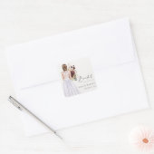 Elegante Boho Paarse Trouwjurk Bruidsfeest Vierkante Sticker (Envelop)