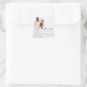 Elegante Boho Paarse Trouwjurk Bruidsuitnodiging Vierkante Sticker (Tas)