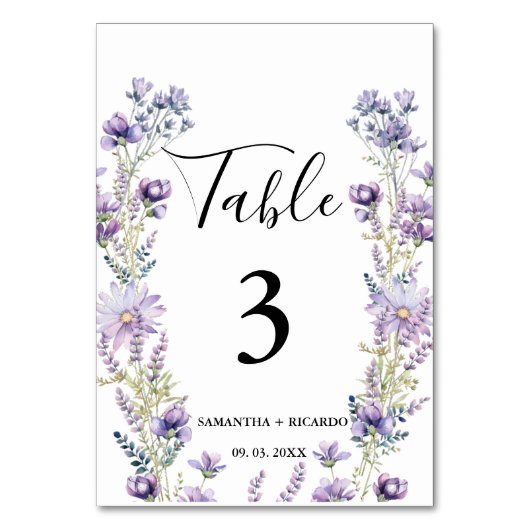 Elegante Boho Paarse Wildflower bruiloft Kaart (Achterkant)