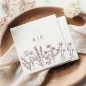 Elegante Boho Paarse Wildflower Initiaal bruiloft Servet