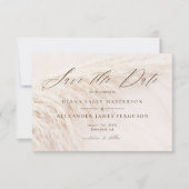 Elegante Boho Pampagras Save the Date Kaart (Voorkant)