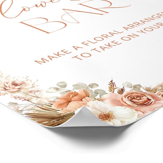 Elegante Boho Pampas Gras Bloemstaaf Poster (Hoek)
