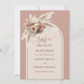 Elegante Boho Pampas Gras Boog Save the Date Kaart (Voorkant)