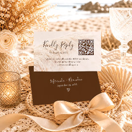 Elegante Boho Pampas Gras Huwelijks RSVP Kaart