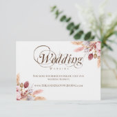 Elegante Boho Pampas Gras Trouwwebsite Informatiekaartje (Staand voorkant)