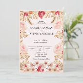 Elegante Boho Pampas Gras Waterverf Kaart (Staand voorkant)