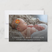 Elegante Boho Pampas Grass Fotoaankondiging Geboor Notitiekaartje (Voorkant)