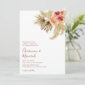 Elegante boho pampas terracotta bruiloft kaart (Staand voorkant)