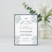 Elegante Boho Pansy Botanical Bewaar de datum Briefkaart (Staand voorkant)