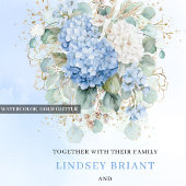 Elegante Boho Pastel Blauwe Hydrangea Trouw Uitnod Kaart