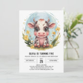 Elegante Boho Pastel Koe Verjaardag Kaart (Staand voorkant)