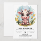 Elegante Boho Pastel Koe Verjaardag Kaart (Voorkant / Achterkant)