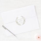 Elegante Boho Pastel Roze Bloemen Krans Bruiloft Ronde Sticker (Envelop)