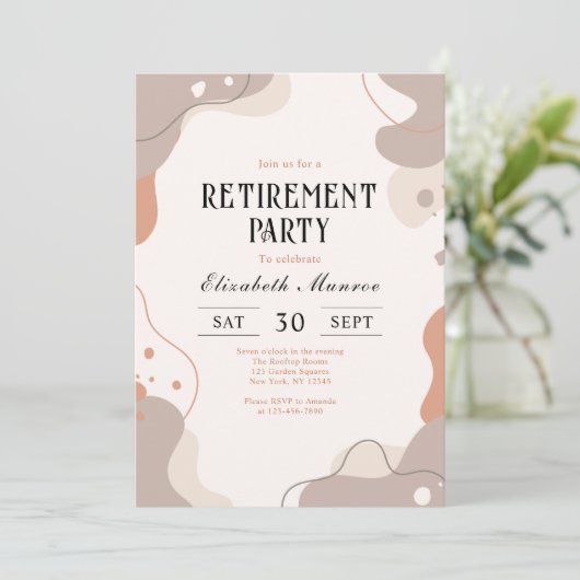 Elegante Boho Pastel Uitnodiging van het Pensioenf (Staand voorkant)