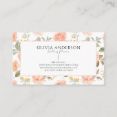 Elegante Boho Peach Groene Bloemen Waterverf Trend Visitekaartje (Achterkant)