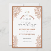 Elegante Boho Peony Botanische Fotobruiloft Save The Date (Voorkant)