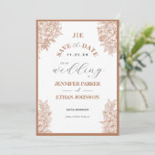 Elegante Boho Peony Botanische Fotobruiloft Save The Date (Staand voorkant)
