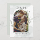 Elegante Boho Photo Arch Script bruiloft uitnodigi (Voorkant / Achterkant)