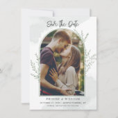 Elegante Boho Photo Arch Script bruiloft uitnodigi (Voorkant)