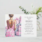 Elegante Boho Pink Brunch Kaart (Staand voorkant)