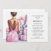 Elegante Boho Pink Brunch Kaart (Voorkant / Achterkant)