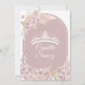 Elegante Boho Pink Dusty Quinceañera uitnodiging (Achterkant)