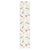 Elegante Boho Poinsettia Groen Kerstwinter Korte Tafelloper (Voorkant)