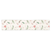 Elegante Boho Poinsettia Groen Kerstwinter Korte Tafelloper (Horizontaal)