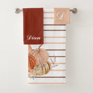 Elegante Boho Pompoen pampas gras Gepersonaliseerd Bad Handdoek