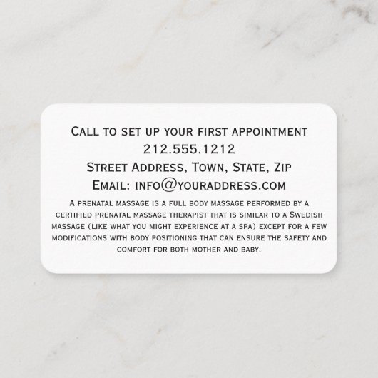 Elegante Boho Prenatale Massage Therapeut QR Code Visitekaartje (Achterkant)