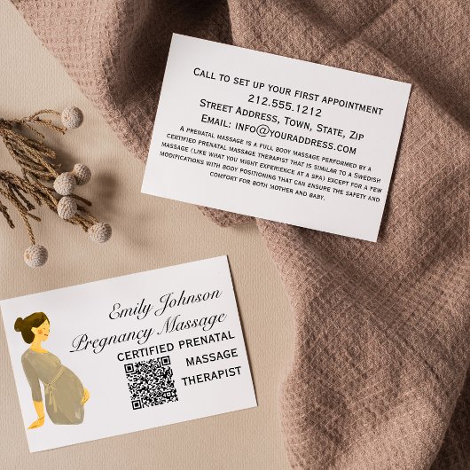 Elegante Boho Prenatale Massage Therapeut QR Code Visitekaartje