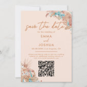 Elegante Boho QR Code Bruiloft Save The Date (Voorkant)