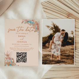 Elegante Boho QR Code Bruiloft Save The Date