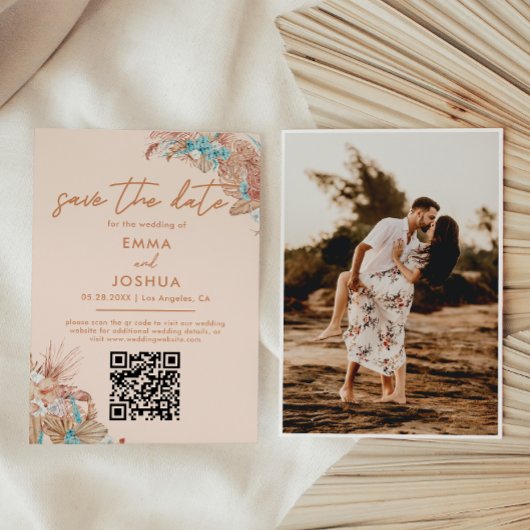 Elegante Boho QR Code Bruiloft Save The Date