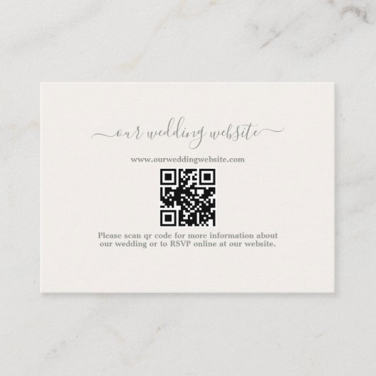 Elegante Boho QR Code Sage Groene Bruiloft Website Informatiekaartje (Voorkant)