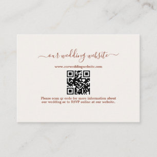 Elegante Boho QR Code Terracotta Bruiloft Website Informatiekaartje