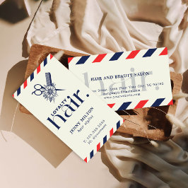 Elegante Boho Red Blue Schaar Hair Stylist Visitekaartje