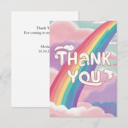 Elegante Boho regenboog en wolken Bedankkaart (Voorkant / Achterkant)