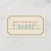 Elegante Boho Retro Blauwe Schaar Haar Stylist Visitekaartje (Achterkant)