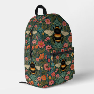 Elegante boho retro hommel lente bloemen bedrukte rugzak