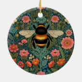 Elegante boho retro hommel lente bloemen keramisch ornament (Achterkant)