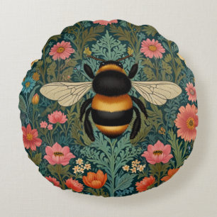 Elegante boho retro hommel lente bloemen rond kussen