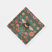 Elegante boho retro hommel lente bloemen  servet (Hoek)