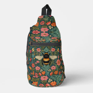 Elegante boho retro hommel lente bloemen  sling bag