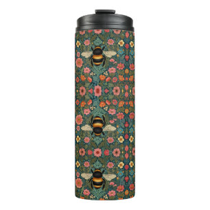 Elegante boho retro hommel lente bloemen  thermosbeker
