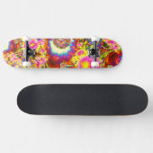 Elegante boho retro zonnebloemen roze gele bloemen skateboard (Horizontaal)