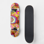 Elegante boho retro zonnebloemen roze gele bloemen skateboard (Voorkant)