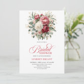Elegante Boho Rode Blush Gouden Bloem Bruiloft Fee Kaart (Staand voorkant)