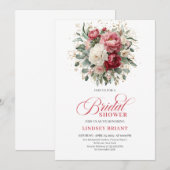 Elegante Boho Rode Blush Gouden Bloem Bruiloft Fee Kaart (Voorkant / Achterkant)